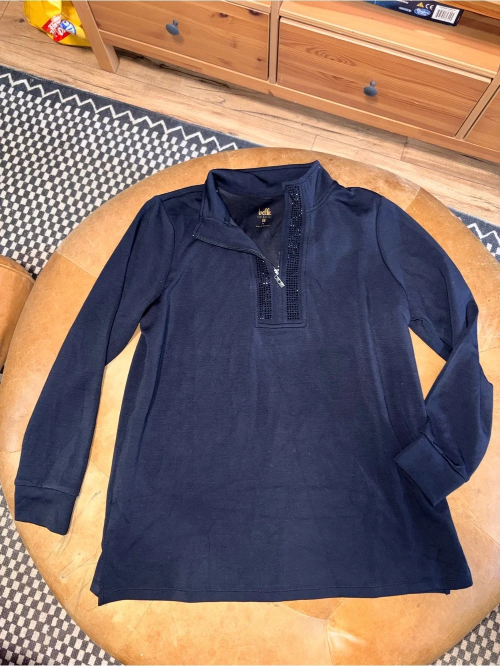 Belle by Kim Gravel QVC / super soft Black Half-Zip Sweater size M